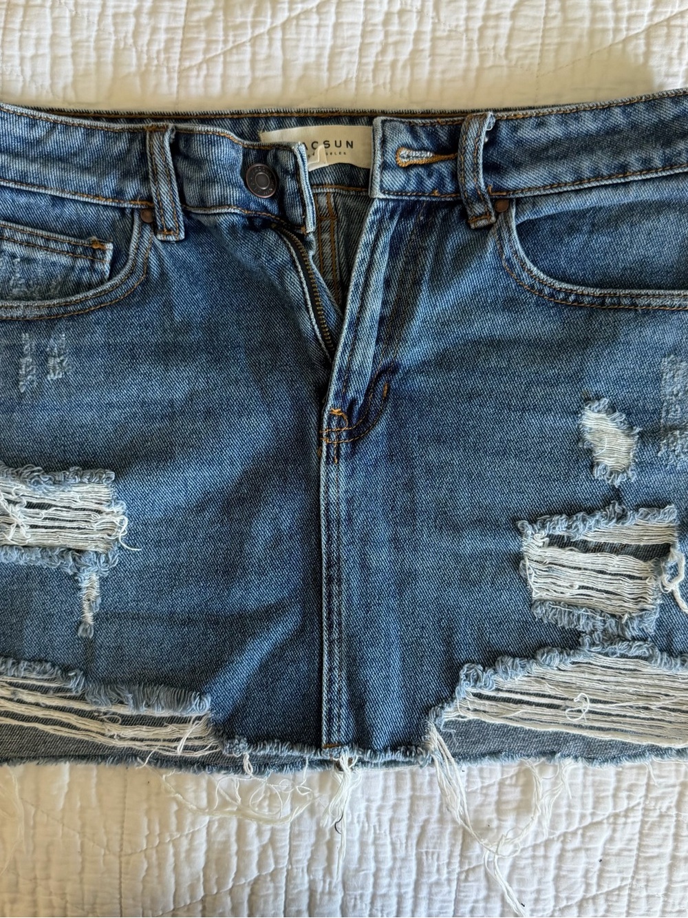 PacSun Medium Blue Ripped Denim Jean Shorts